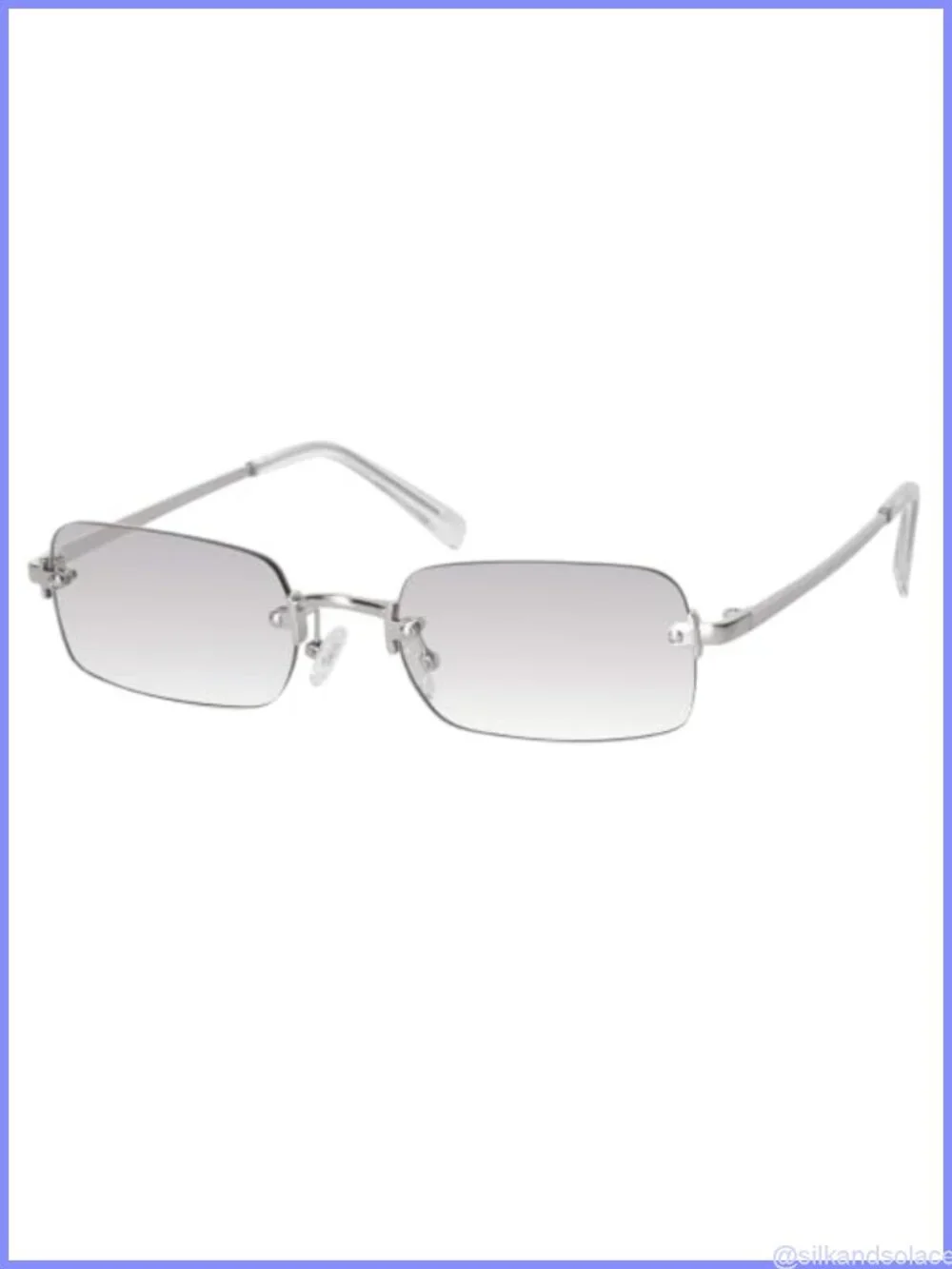 Rimless Rectangle Sunglasses UV400 Fashion Tint Lenses Metal Temples